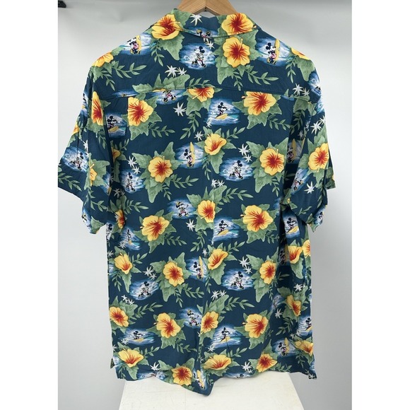 Disney Parks Shirt Mens XL‎ Hawaiian Mickey Mouse Blue Button Up Rayon - Picture 7 of 9
